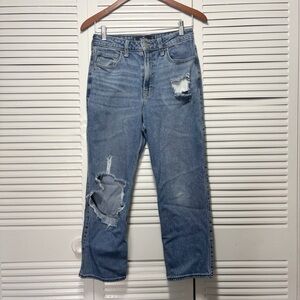 Hollister Ultra High Rise Vintage Straight Jeans Distressed Womens Size 5 Short